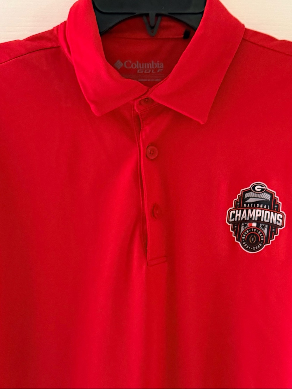 Georgia Bulldogs Red Champions Polo Men’s L Columbia Short Sleeve Polo - Picture 4 of 7